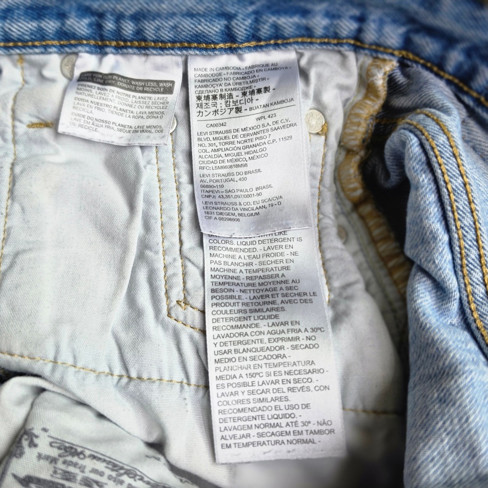Levis Premium 501 Original Distressed Cutoff Denim Shorts Light Wash Raw Hem 24 - Picture 7 of 10
